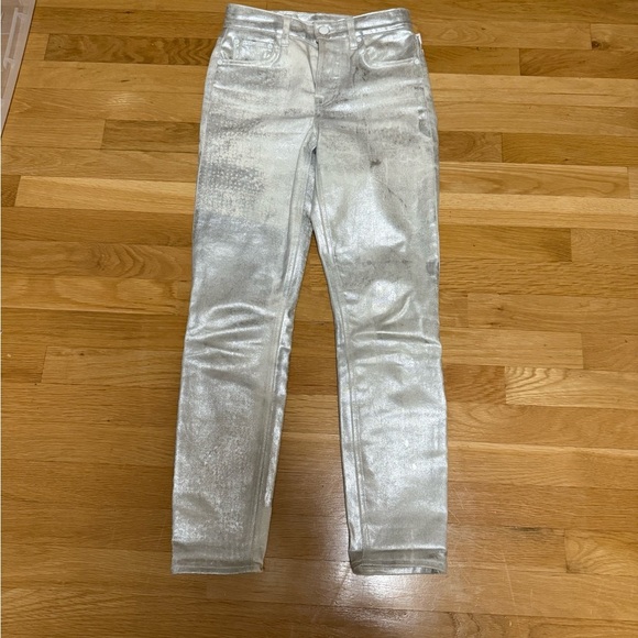 GRLFRND Denim - GRLFRND Women 24 Karolina Jeans Better Than You Silver Skinny Metallic High Rise